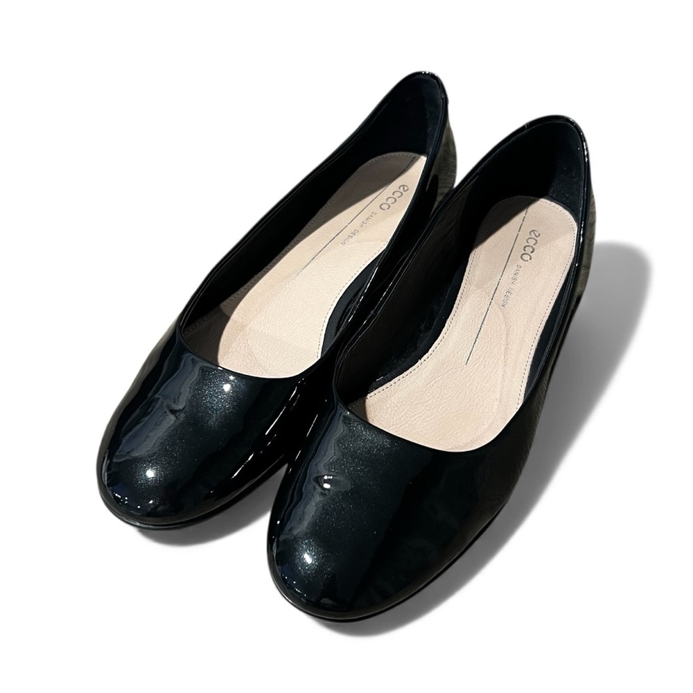 Ecco Anine Ballerina Flat Black Patent Learher Size US 10 EU 41